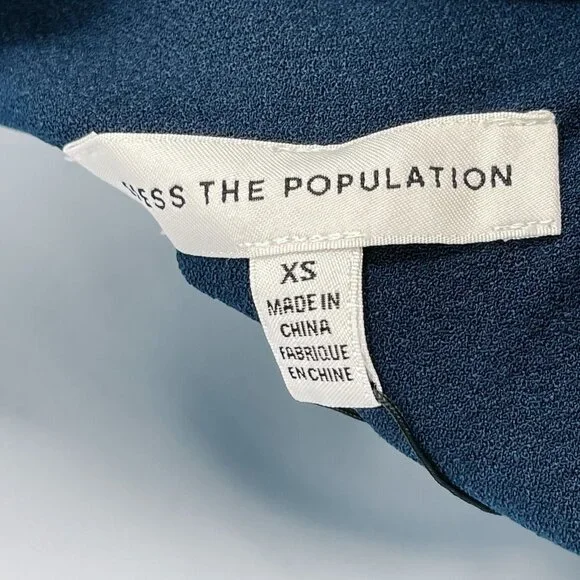 Dress the Population Tiffany Orchard One Shoulder Midi Dress Bow Shoulder Blue - Picture 9 of 10